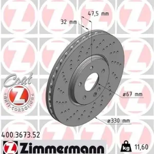 ZIMMERMANN Bremsscheibe (400.3673.52) KFZ-7138049 Preis Gesenkt