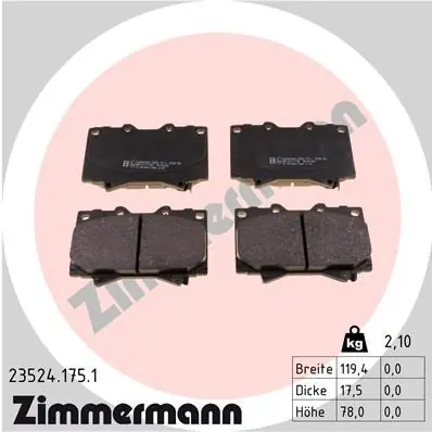 ZIMMERMANN Bremsbelagsatz, Scheibenbremse (23524.175.1) KFZ-6920829 Heißes Angebot